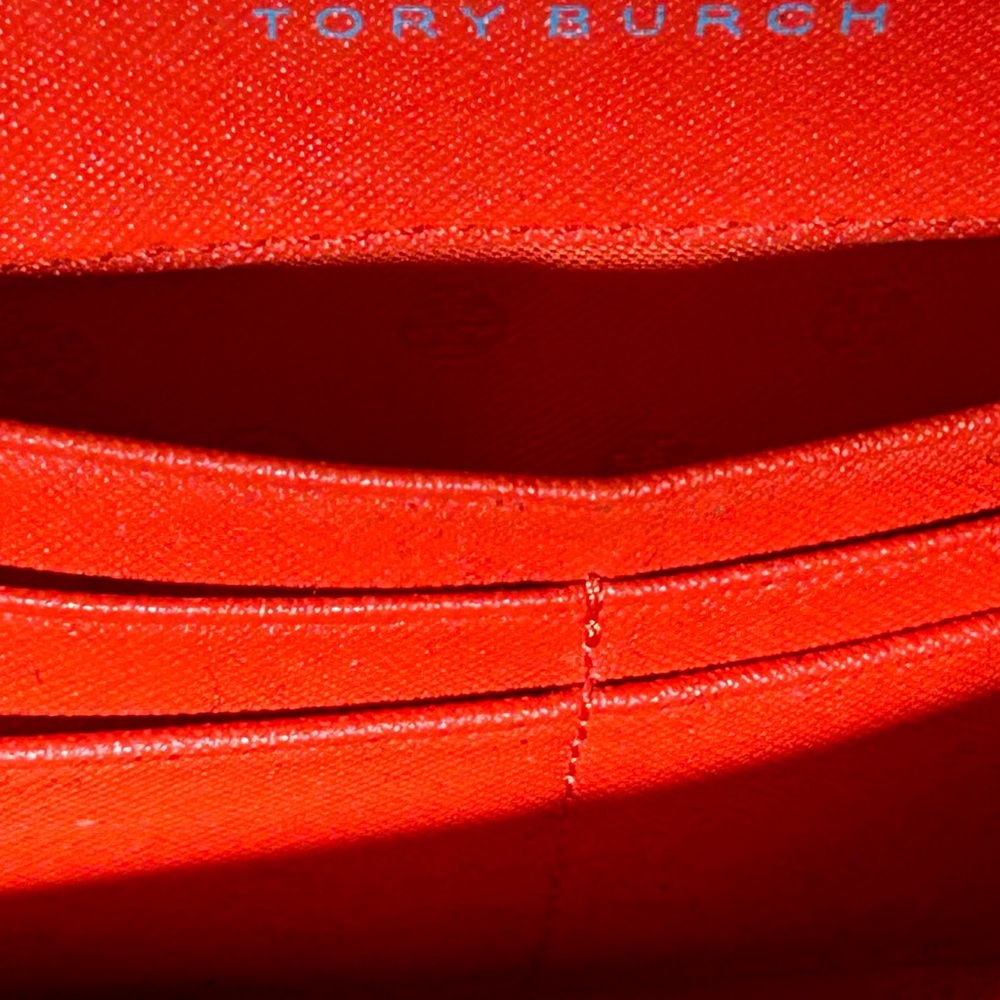 Tory Burch Orange Wallet Approx. 8” x 4.5” - Picture 5 of 11